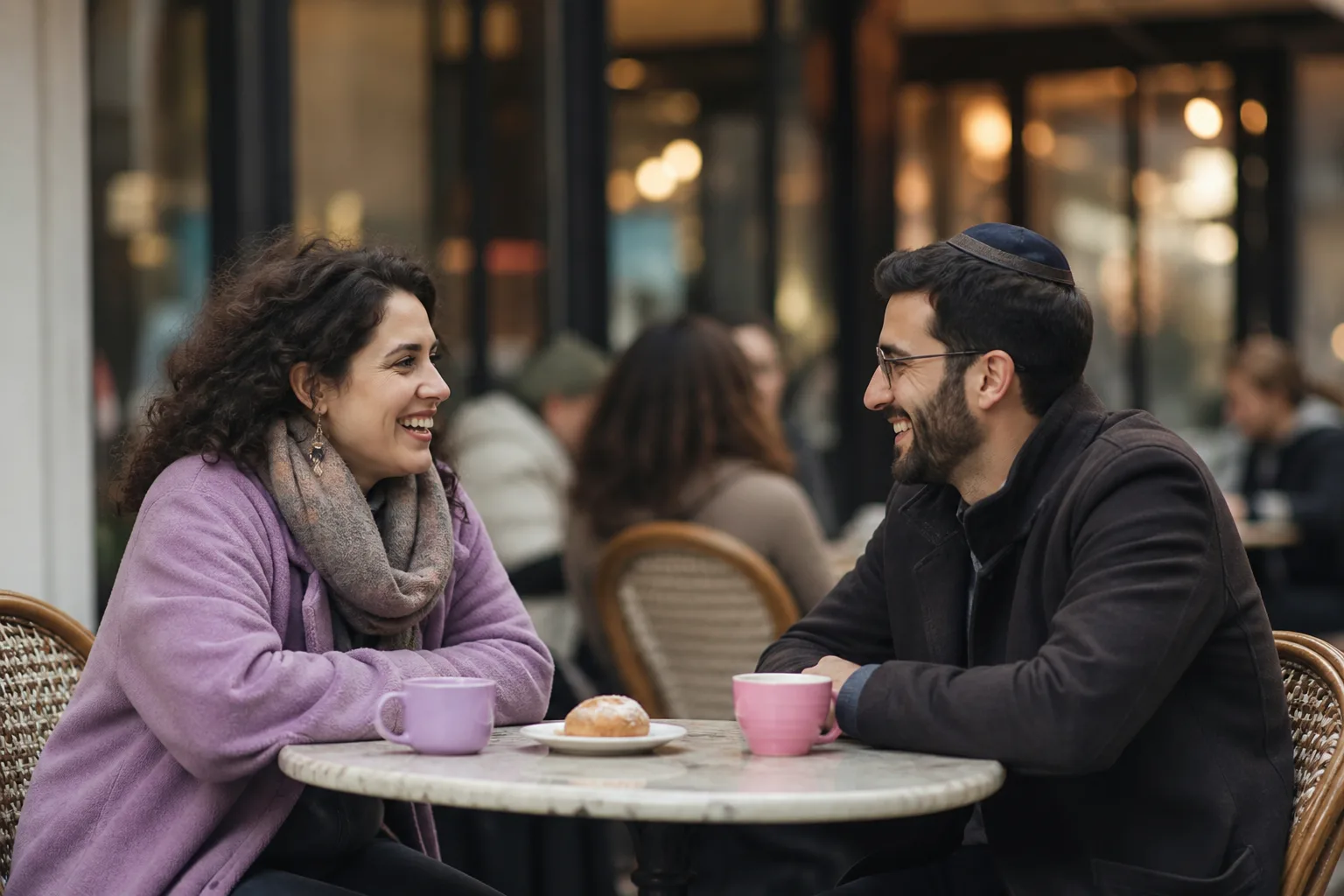 Jewish singles talking over coffee in Bristol