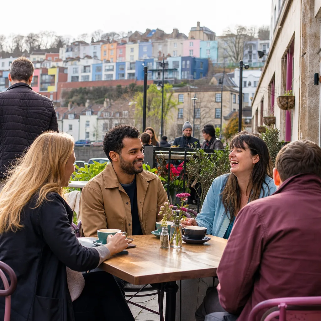 People walking past independent shops on Gloucester Road in Bristol