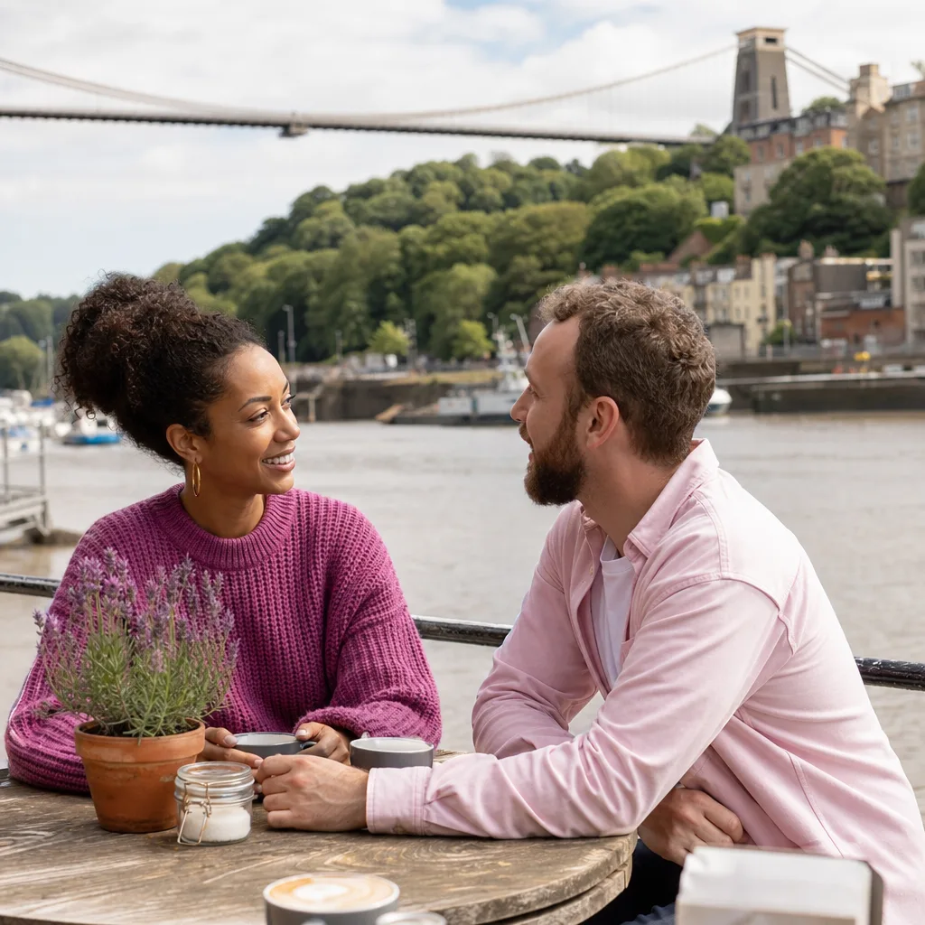 Single Bristol resident creating an online dating profile at home