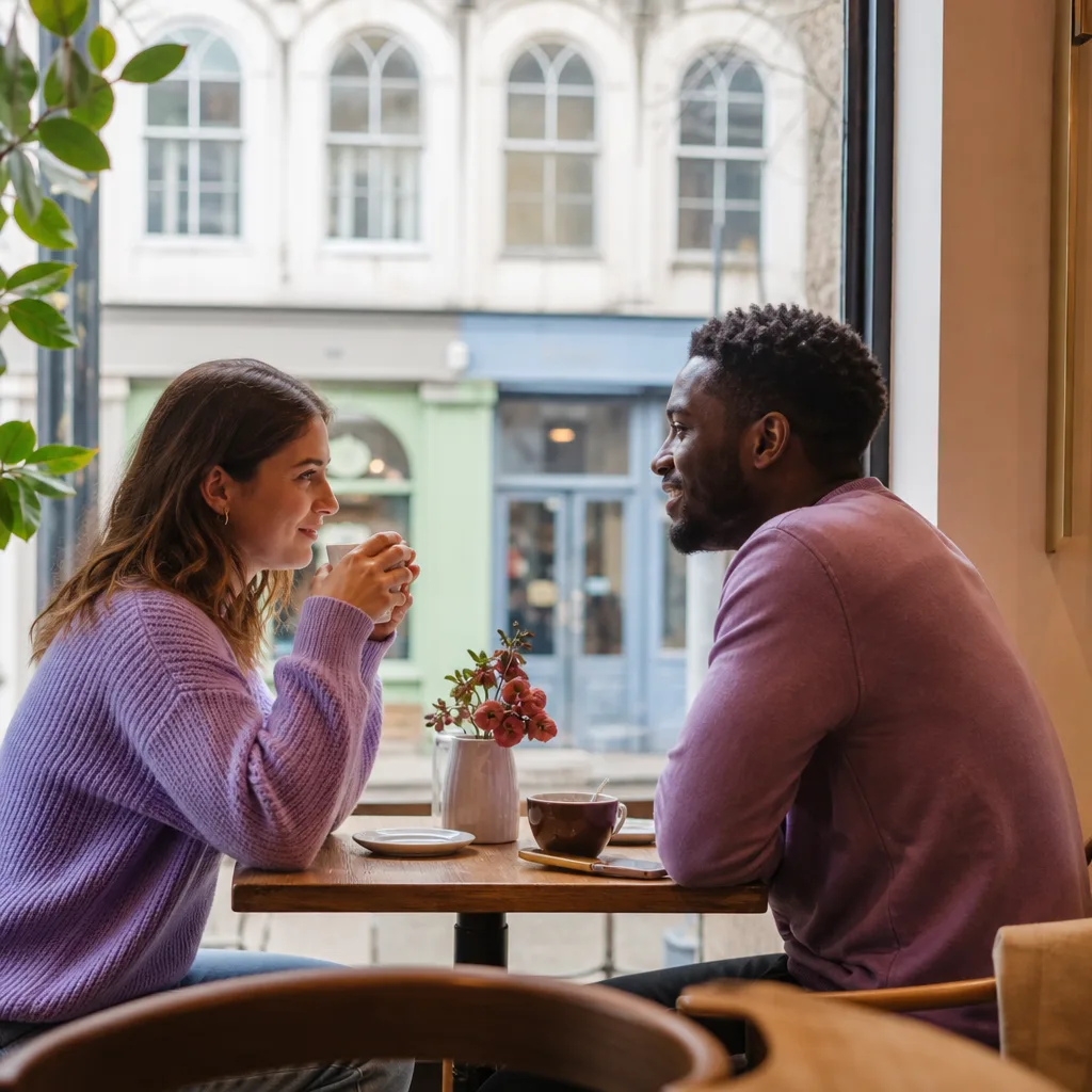 Two people playing a board game together at a Bristol café